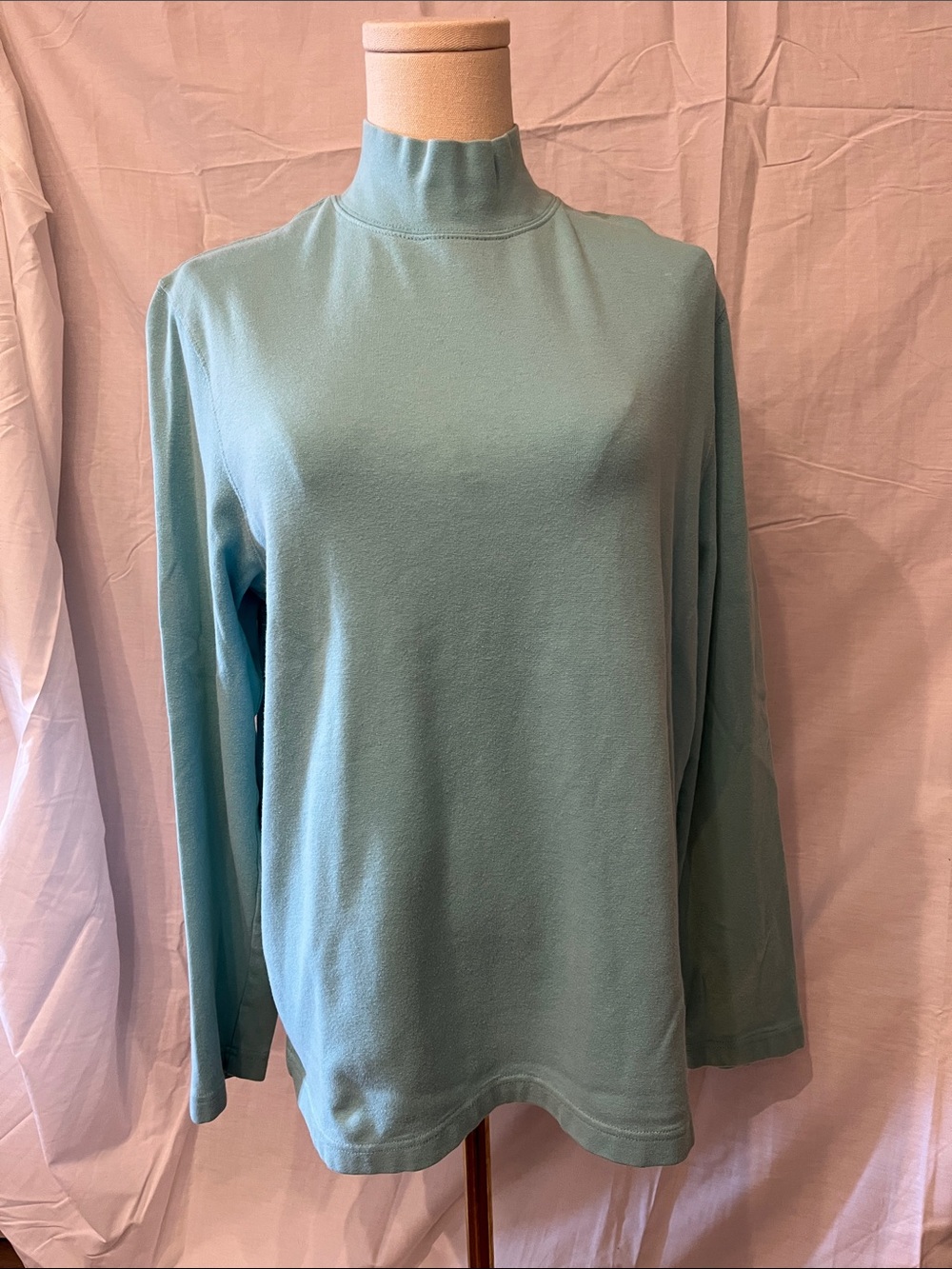 croft & barrow Light Teal Mock Neck Long-Sleeve Top